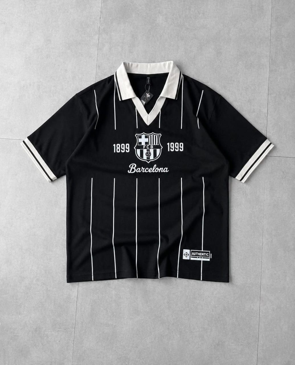 Men's Vintage Barcelona FC 1899-1999 Retro Polo Shirt — Black