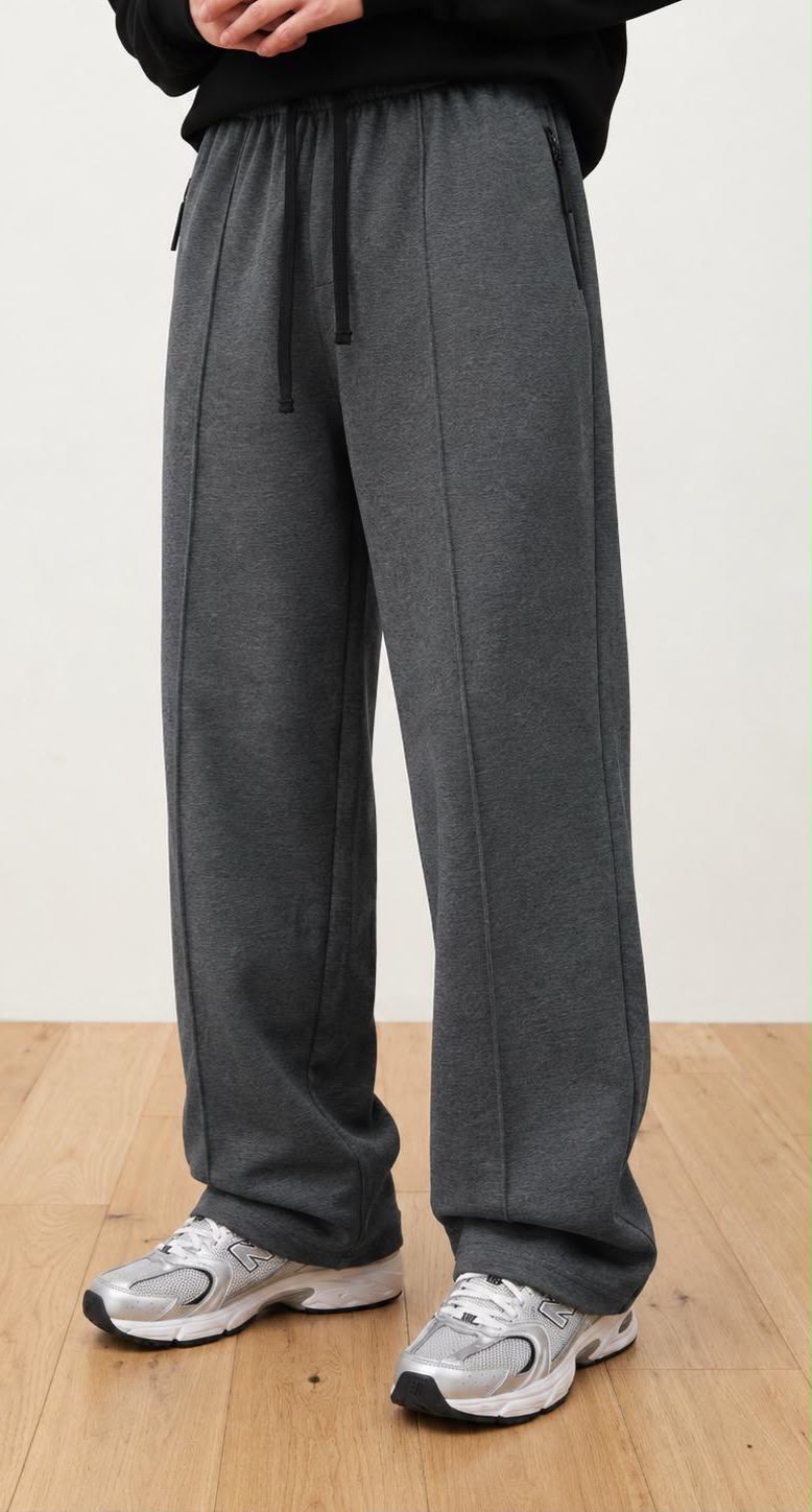 Men's Relaxed Fit Washed Wide-Leg Pants (All Season Wearable) — Washed Charcoal Grey